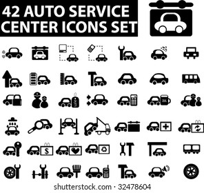 42 auto service center icons set. vector.