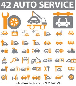 42 auto service icons. vector