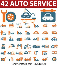 42 auto service icons. vector