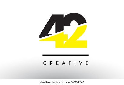 42 Black and Yellow Number Logo Design cut in half.