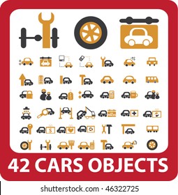 42 cars objects. vector