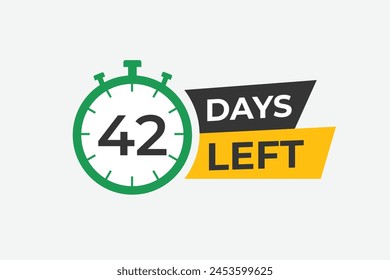 42 days to go countdown template. 42 day Countdown left days banner design. 42 Days left countdown timer