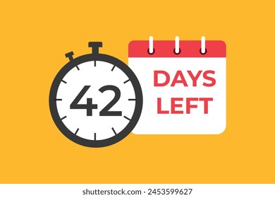 42 days to go countdown template. 42 day Countdown left days banner design. 42 Days left countdown timer