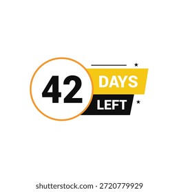 Quedan 42 días Número de cuenta regresiva Plantillas de Anuncio tiempo icono diseño de Vector