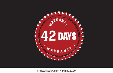 42 days warranty icon vector vintage grunge guarantee background
