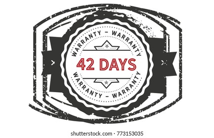 42 days warranty icon vintage rubber stamp guarantee
