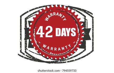 42 days warranty icon vintage rubber stamp guarantee