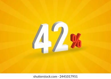 42% discount 3D text for sells and promotion.