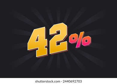 42% discount banner with dark background and yellow text. 42 percent sales promotional design.