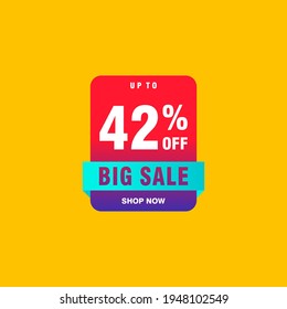 42 Rabatt, Vektor-Abzeichen für Labels, , Aufkleber, Banner, Tags, Web-Aufkleber, Neues Angebot. Discount-Origami-Zeichenbanner