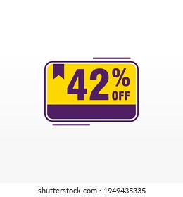 42 descuento, distintivos de vectores de venta para etiquetas, , pegatinas, banners, etiquetas, etiquetas, etiquetas web, nueva oferta. Banner de signo de origami de descuento