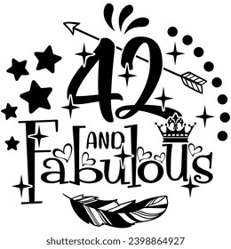 42 and fabulous black vector graphic design and cut file