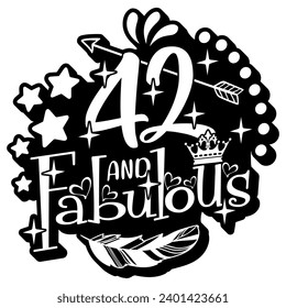 42 and fabulous black vector graphic design and cut file