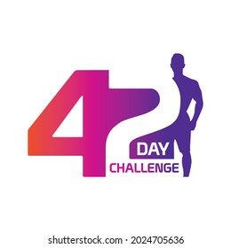 42 Fitness club logo with exercising athletic man, Fitness Gym logo design template,  white, vector illustration