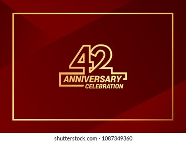 42 gold anniversary celebration vector  design with simple line style, isolated on red background can be used as  celebration event item and element
