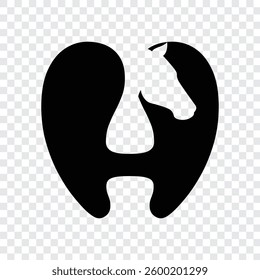 42 h alphabet horse combination negative space logo