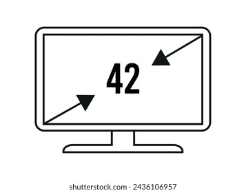 42 inches. Vector 42 inch monitor, screen resolution and size concept