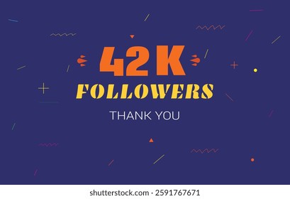 42 k followers thank you. 42000 subscribers vector illustration social media post subscribers