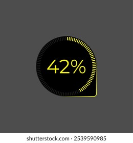 42% Loading. Ui Diagram vector. Download progress icon. Circle diagram interface. Forty two percent downloading.