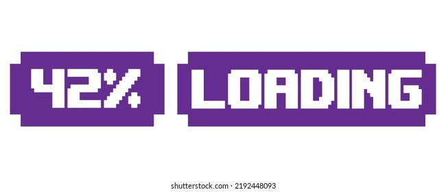 42% Loading vector art illustration percentage counter sign label with fantastic font and purple white color