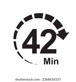 42 minute timer clock icon vector illustration eps