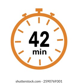 42 minute Timer, clock, icon vector stopwatch isolated icons. Countdown timer symbol.