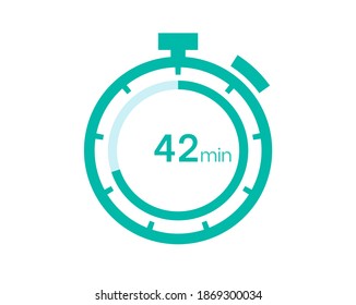 42 minutes timer icon, 42 min digital timer. Clock and watch, timer, countdown