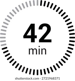 42 minutos cronómetro cronómetro o Vector de icono de cuenta regresiva aislado sobre fondo blanco