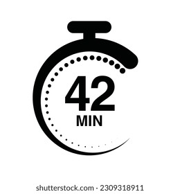 42 minutes timer stopwatch vector illustration isolated on white background.