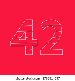 42 number, linear stroke font. Modern trendy, creative style design. For logo, brand label, design elements, corporate identity, application and more. İsolated vector illustration