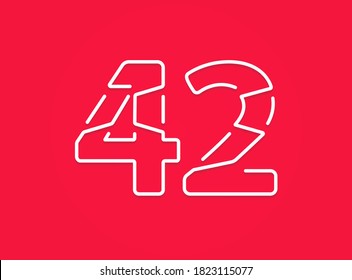 42 number. Modern trendy, creative style design. For logo, brand label, design elements, corporate identity, application etc. Isolated vector illustration          