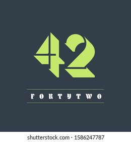 42 number shadow letter digit logo design