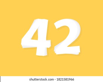42 Number vector, modern layers design font. Eps10 illustration             