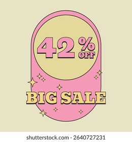 42% OFF. Big sale forty two percent. Price Tag. Special Offer Vintage Retro Label. Vintage vector illustration.