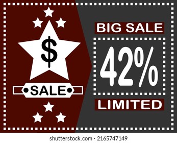 42% off. Big sale vector banner with discount star.