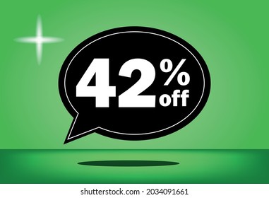 42% off - black and green floating balloon - with green background - banner for discount and reduction promotional offers