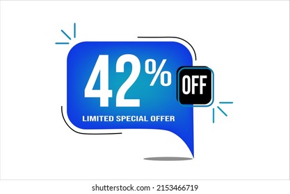 42% off blue balloon. Wholesale buy and sell banner. Limited special offer
