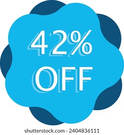 42% Off Discount Blue Vector and Illustration Marketing Announcement in White Background