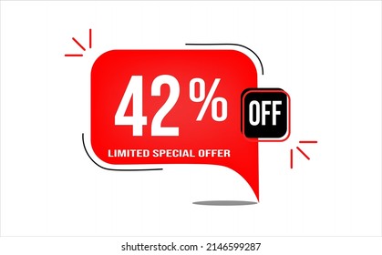 42% off limited offer. White and red banner with clearance details