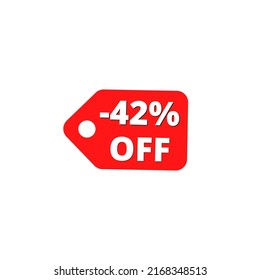 -42% off with red discount label design tag	