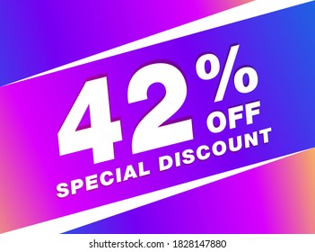 42% OFF Sale Discount Banner. Discount offer price tag. 42% OFF Special Discount offer