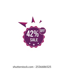 42% off sale discount template design. Discount sale off tag 42 percent. 42% off discount badge icon logo sign on white background