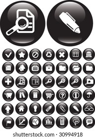42 office glossy black buttons  # 2.vector