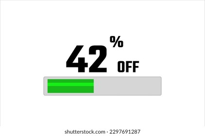 42 percent off. Banner with loading bar, green and gray color, white background, and black font.