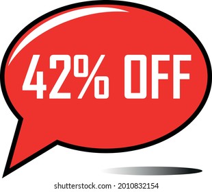 42 percent off red balloon, floating balloon for discount promotional offers, super sale, super offer, reduct balloon with white font and dark shadow
