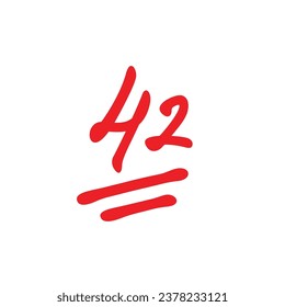 42 points test score, forty two points grade results illustration, red color on white background - Vector