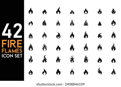42 Popular Fire Flames Vector Icons Set