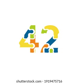 42 Puzzle number illustration. Vector Eps10