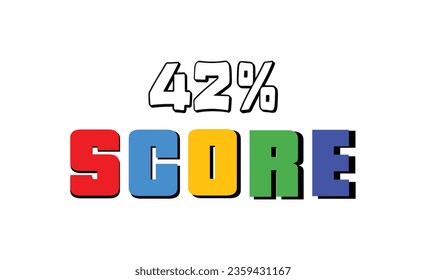 42 % Score sign designed modern style to catch the eye with color various combination. Point Vector illustration isolated white background.