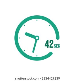 42 Seconds timers Clocks, Timer 42 sec icon, countdown icon. Time measure.
